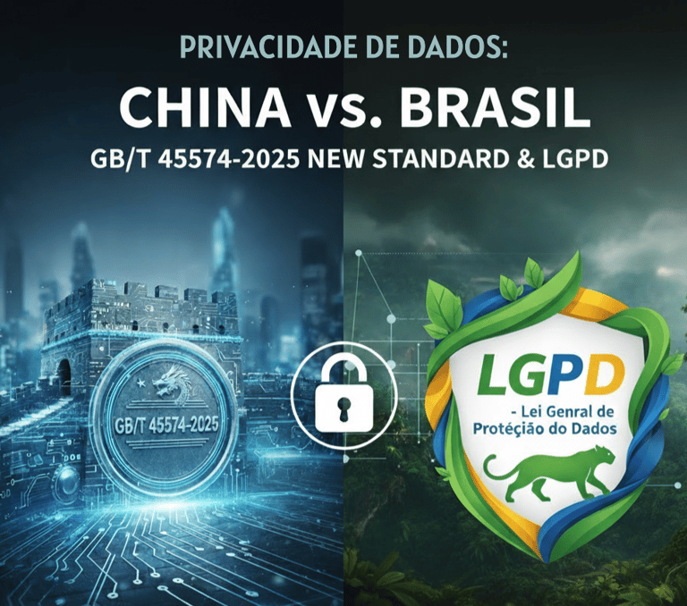 Imagem ilustrativa da privacidade de dados: China vs. Brasil.