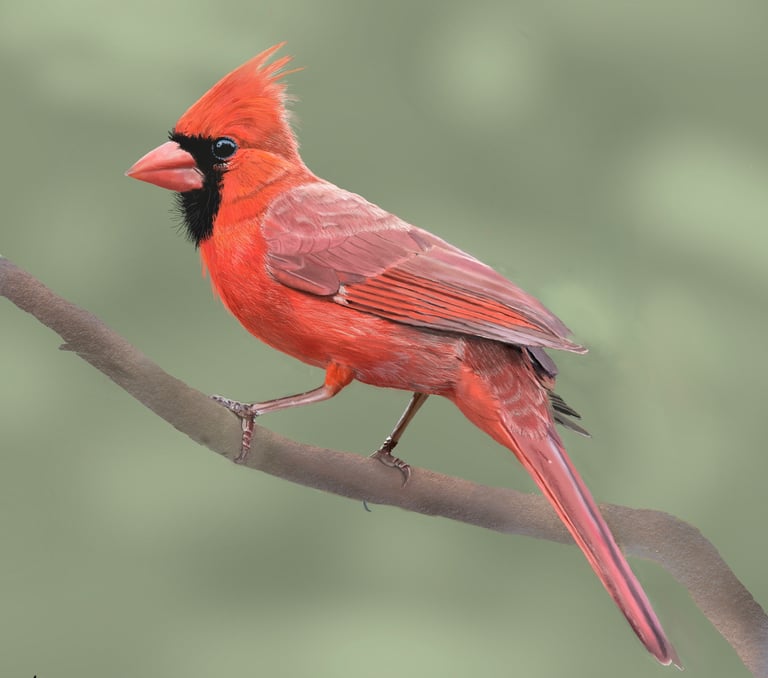 Northern Red Cardinal perched on a branch