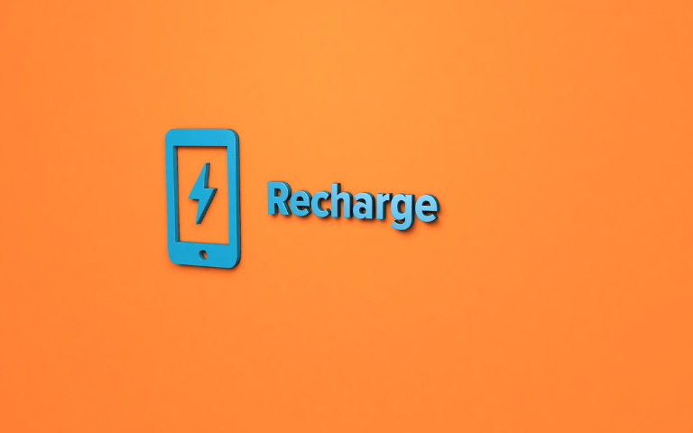 a recharge logo on a bright orange background