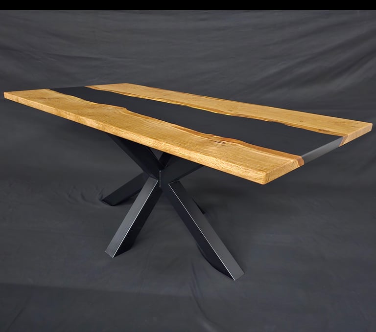 White Oak Resin Table angle view