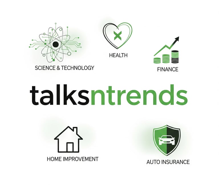 Talks N Trends logo with five icons representing different topics: Science & Technology