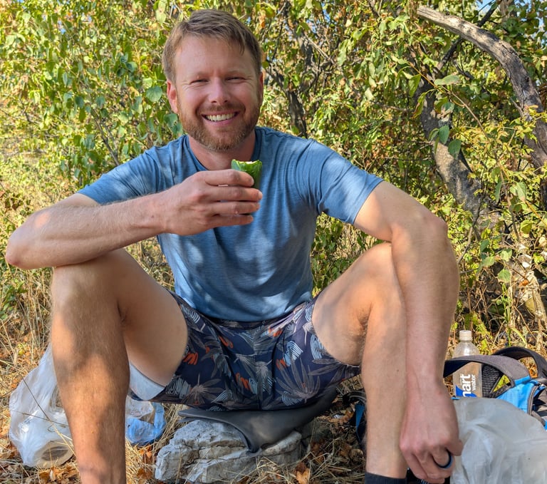 don eatting a cucumber in the woods in NiS serbia