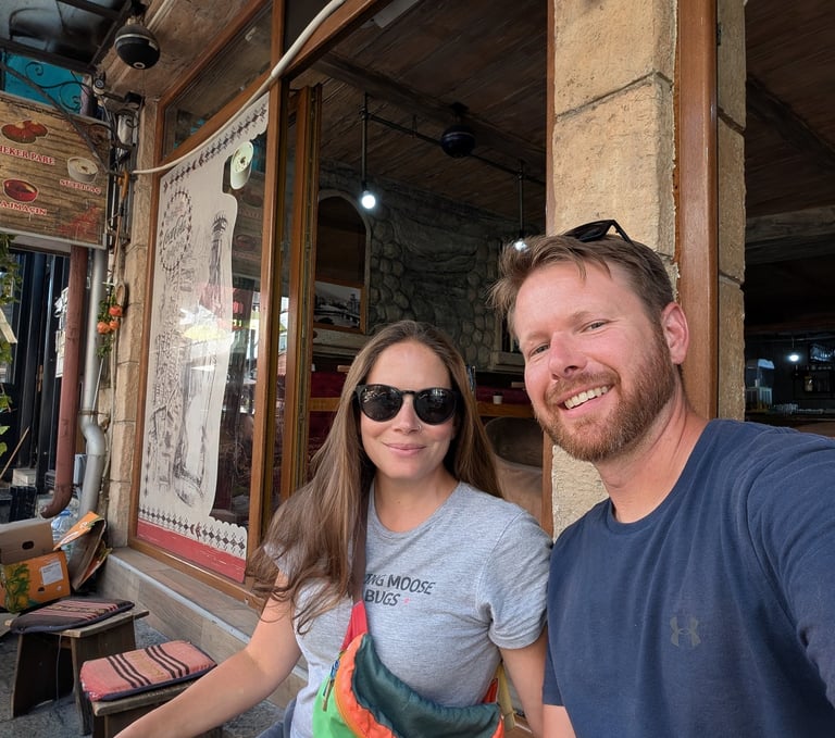 Don and Samantha at Tako Mako Cafe in Skopje North Macedoina