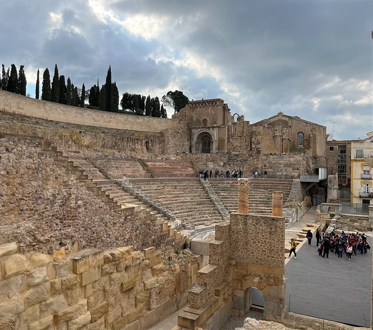 The Roman theatre of Cartagena, built in the 1st century, in the time of Augustus. In the background