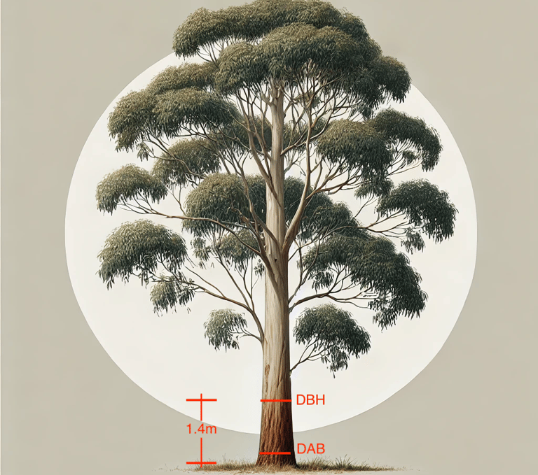 Diameter at breast height illustration on a tree