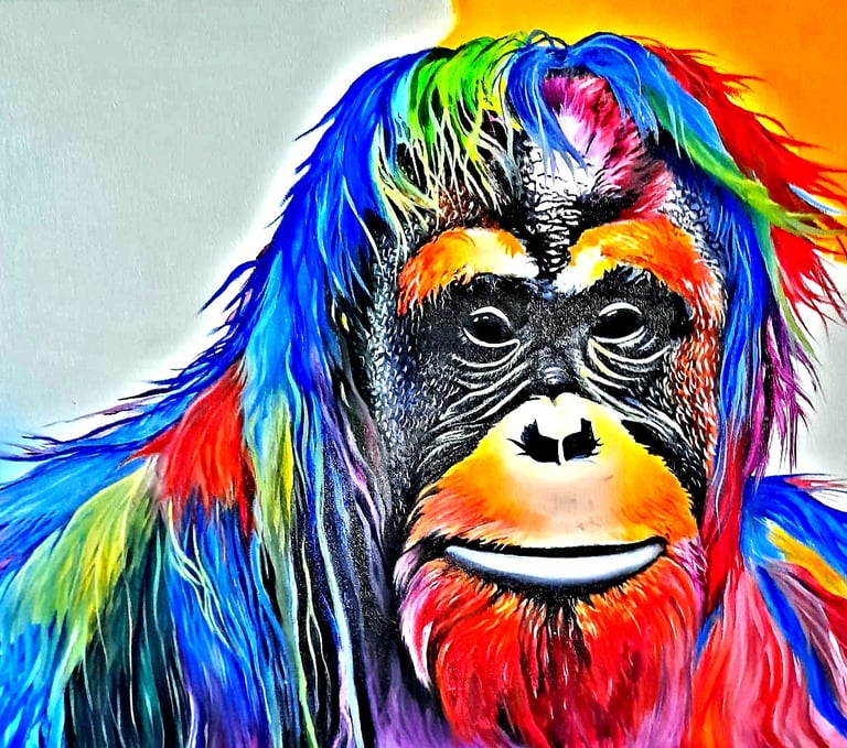 Original Orang-Utan in Pop Art Stil