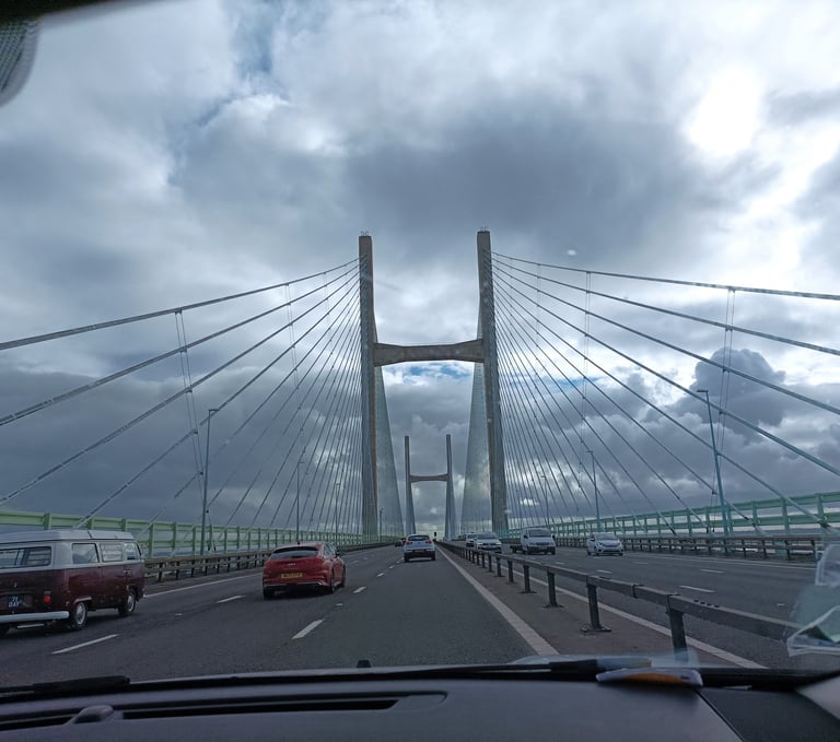 The Severn Bridge, crossing from Wles into Englnd.