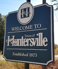 Town of Huntersville welcome sign