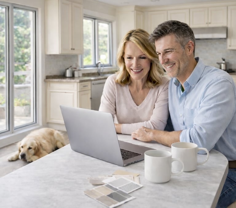 Homeowners planning their remodel using the RenoPLNR home remodel planning system