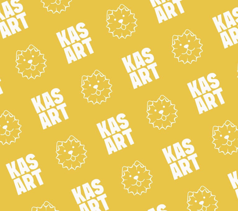 Repeating pattern of the mascot and the KAS ART wordmark