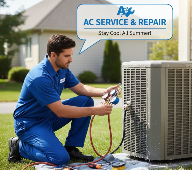 Classic Service technician performing AC repair in Chennai.