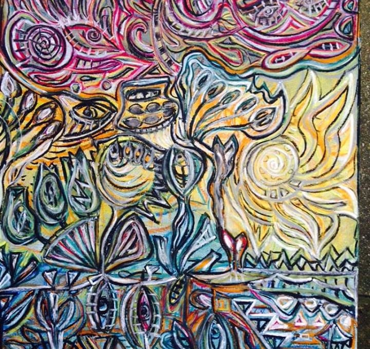 'Sun Ladder' A pastel drawing by Kristina Lee - Size: 60 x 41cm  drawn in2014
