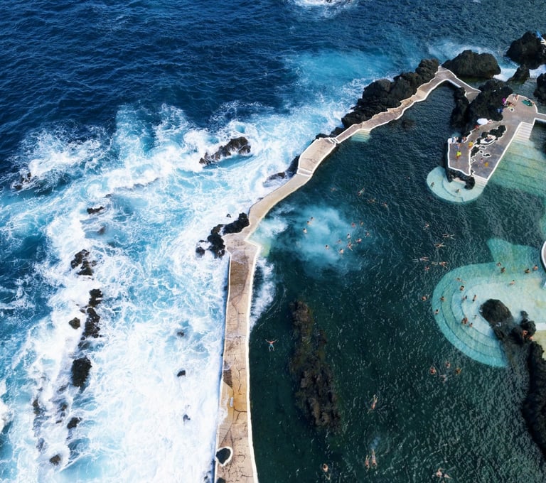 Volcanic pools in Porto Moniz overlooking the Atlantic Ocean