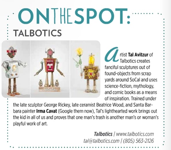 Talbotics Spotlight from June 27, 2015 issue of Santa Barbara Sentinel.
