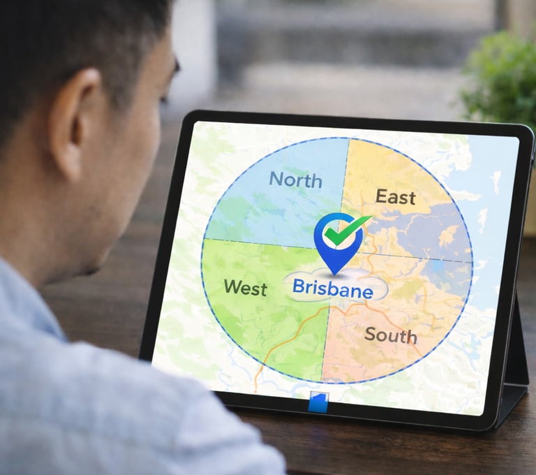 Man looking at the Great Brisbane Area - North, South, East and West 