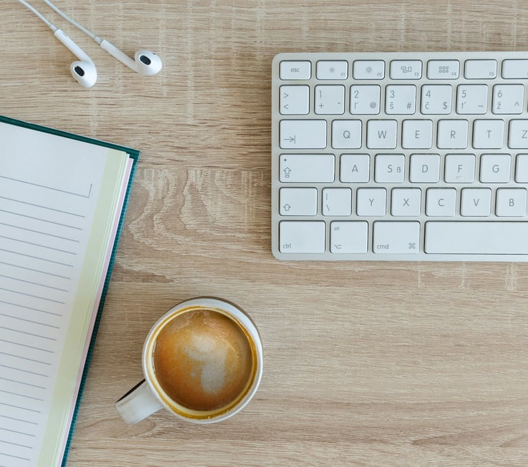 construction design workspace desktop with essentials