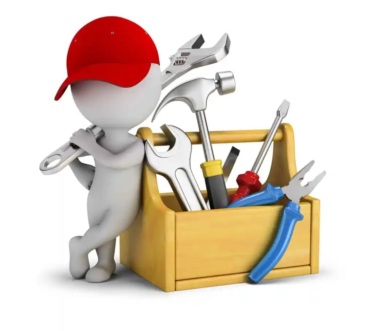 little cartoon repair man with tools