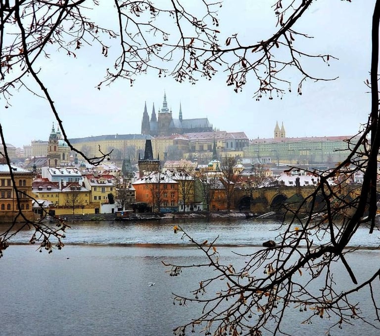 Prague, Czech Republic. Christmas markets, clock towers