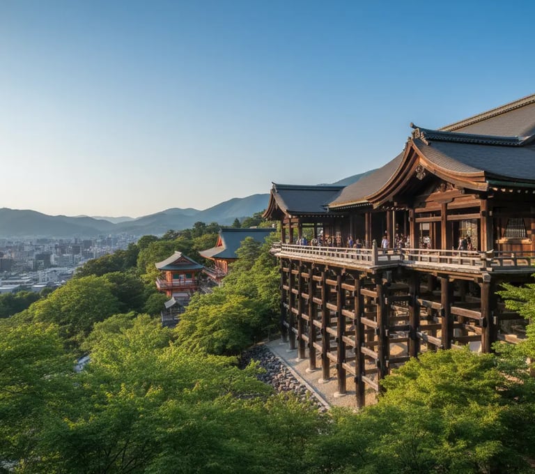 Kiyomizu-dera wooden stage view in Kyoto