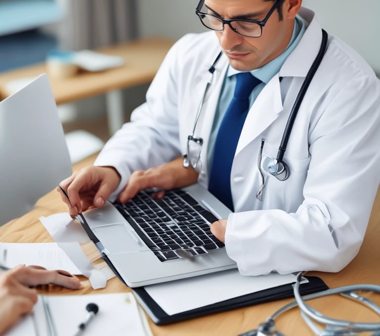 a laptop computer sitting on top of a wooden table