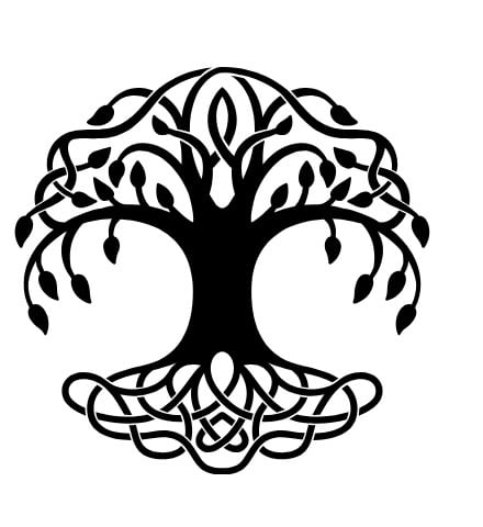 Jack’s Locksmith black Celtic knot tree of life representing deep home roots in WNC, Asheville, Burnsville, NC