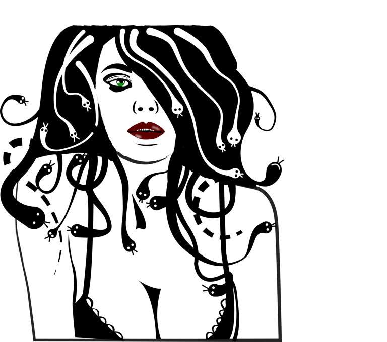 black and white Medusa artwork