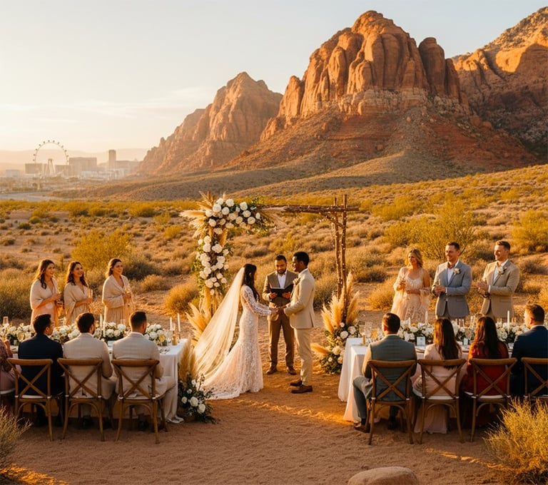 a wedding ceremony in the desert