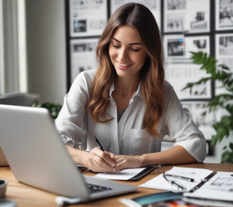An artist's desk blending digital art on a tablet with traditional sketches and notes.