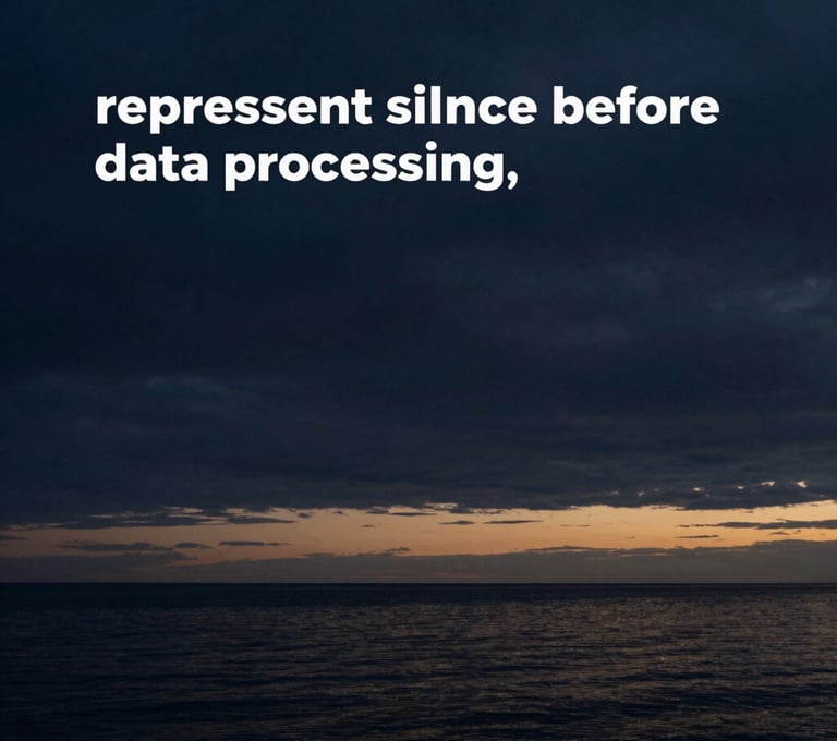 A wide-angle landscape photograph of a calm, vast horizon at dusk. The sky is a deep Midnight Navy, while a thin line of Muted Gold light defines the water's edge. A contemplative image representing the silence before data processing.