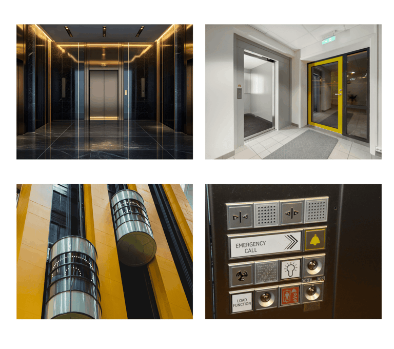 Elevator systems and architectural building components.