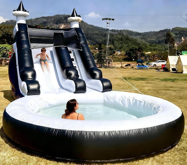 24FT(L) Commercial Grade Water Slide for Adults, (Heavy Duty Full PVC) (Big Airtight Water Pool), (1