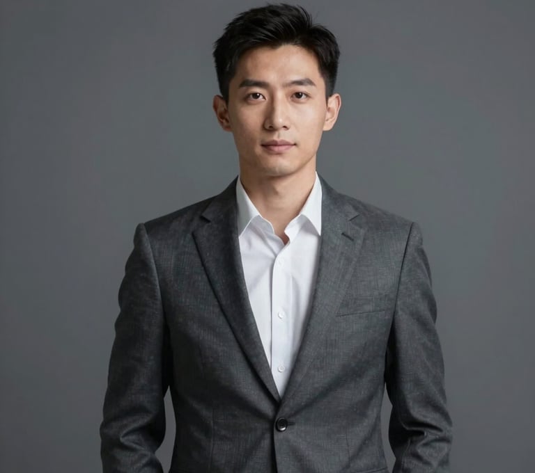 A sophisticated lifestyle shot of a modern professional, generated with AI to perfection, featuring high contrast and a minimalist aesthetic with hints of #1A202C.