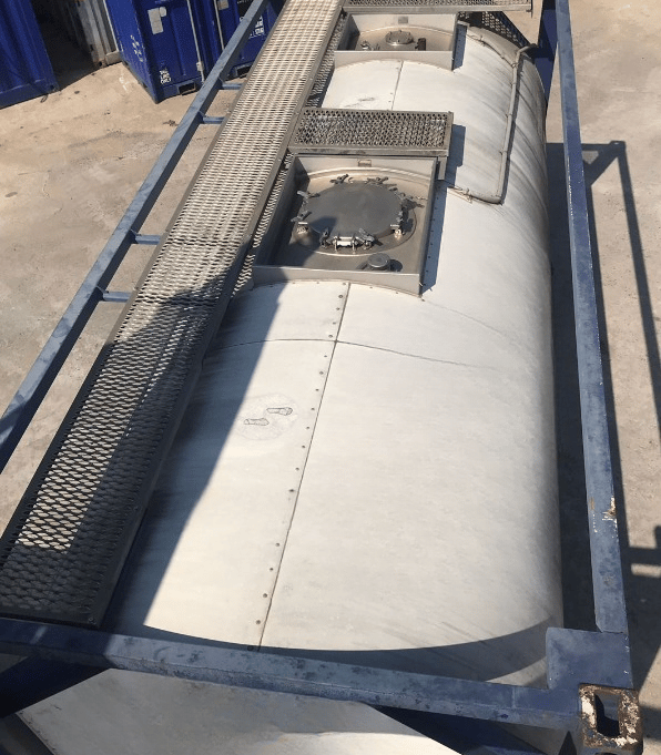 Top view of ISO tank representing access to spare parts and components