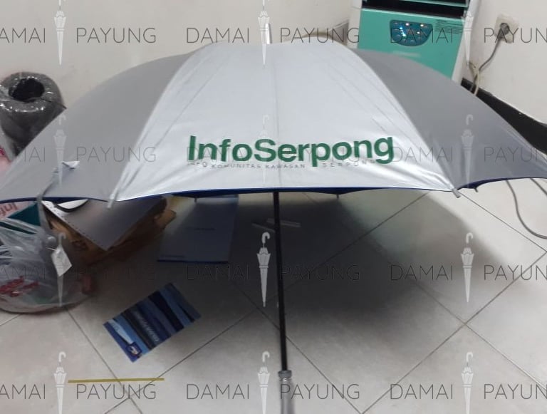 Payung promosi polos golf silver biru InfoSerpong