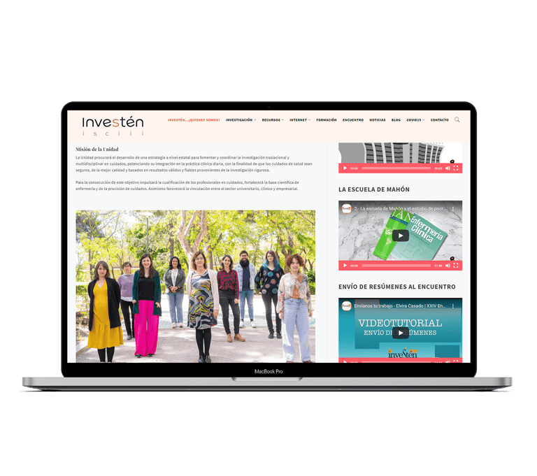 nueva web con el logotipo de investen isciii