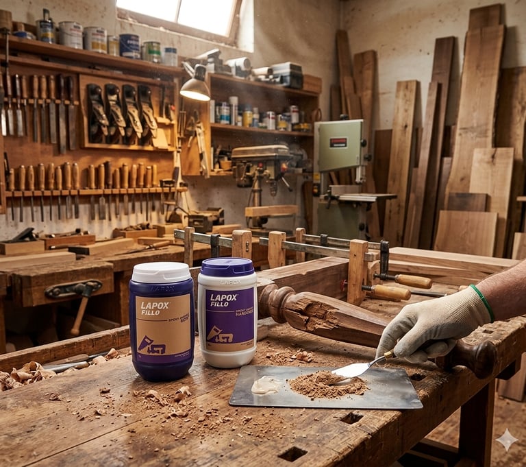 Lapox Fillo epoxy resin and hardener for wood