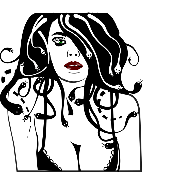 black and white Medusa artwork