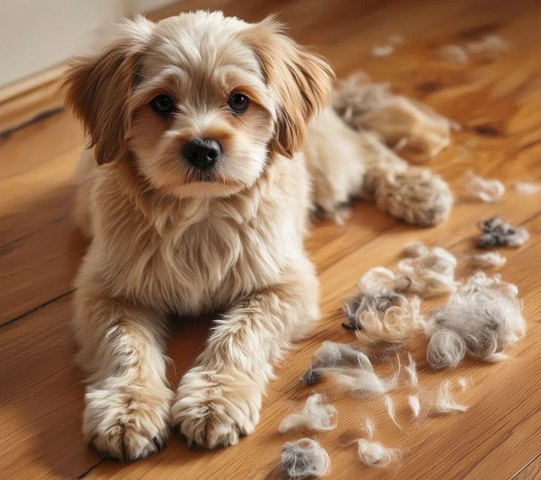 Perro perdiendo pelo