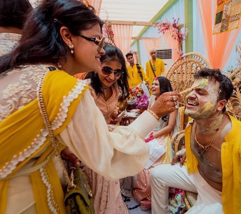 a man and woman getting married in a wedding ceremony