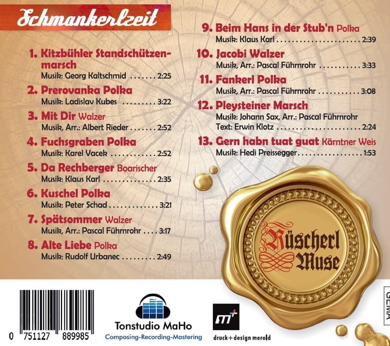 Rückseite des CD-Cover der Rüscherl Muse