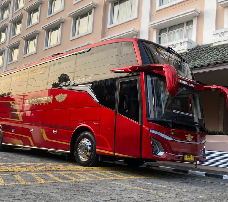 Sewa bus pariwisata Jetbus 5 di Yogyakarta dan Jawa Tengah dengan fasilitas yang terbaik