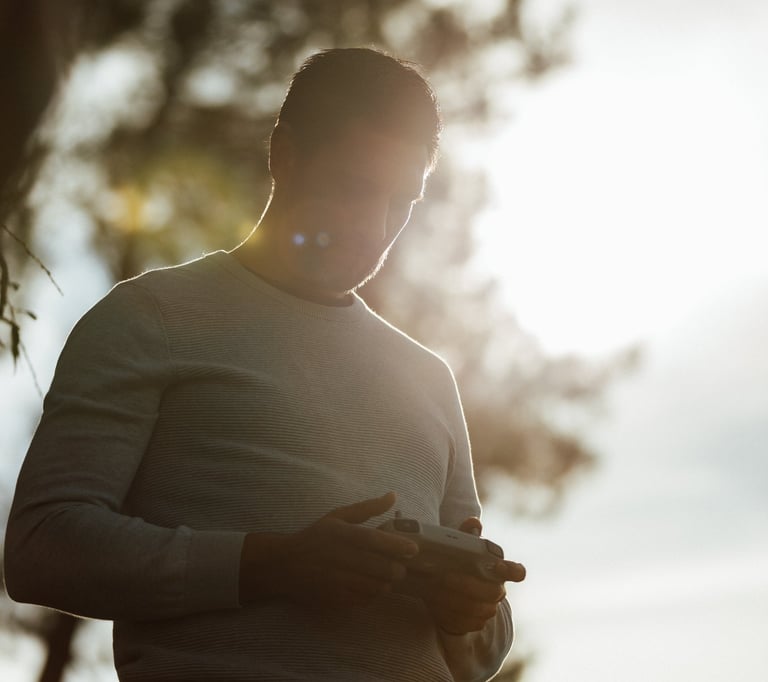 Paul CAMILLIERI pilotage d'un drone lors d'un événements entre vidéastes
