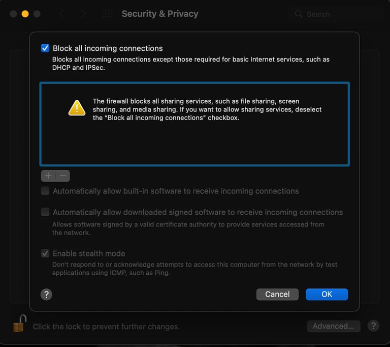 example macOS firewall settings options panel