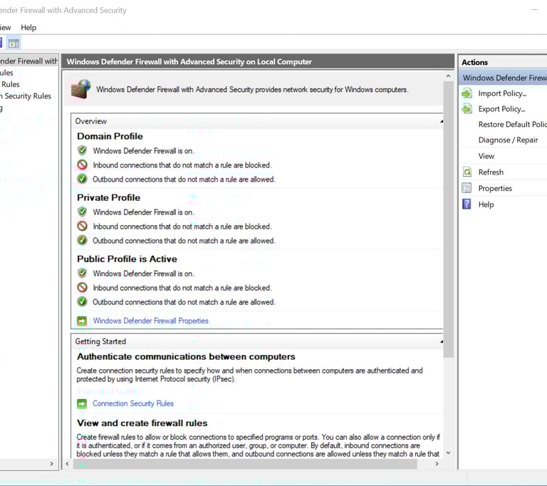 example windows firewall settings panel