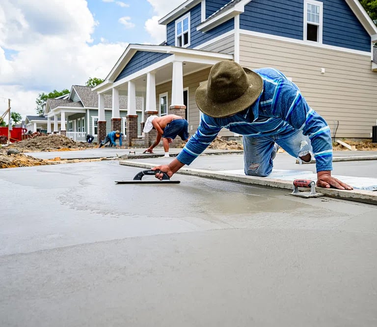 concrete contractor working on a concrete driveway in Gresham, OR