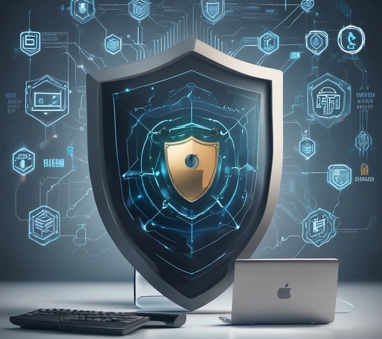 A digital shield symbolizing online protection.