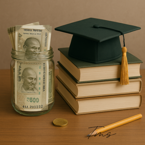 a graduation cappui jar with money and a graduation cap