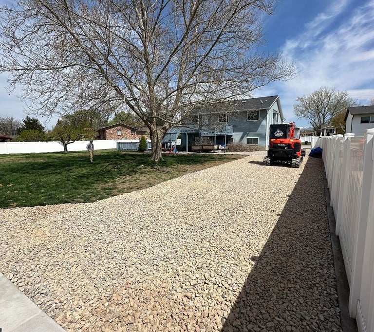 RV Pad installation with excavator sitting idle
