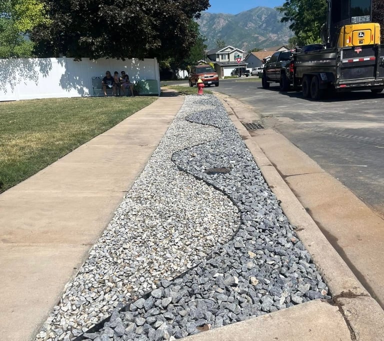 park strip rock installation in Ogden Utah