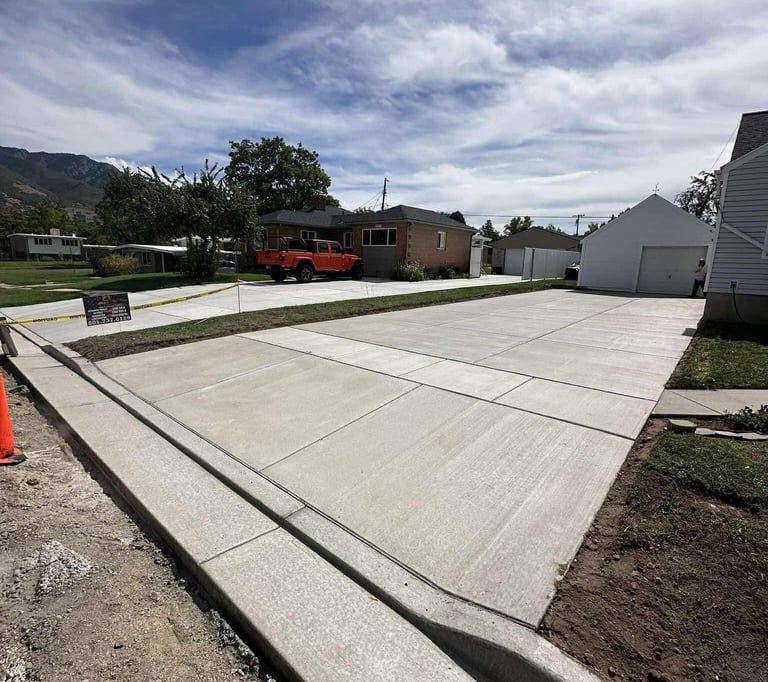 concrete driveway for residential home in Northern Utah